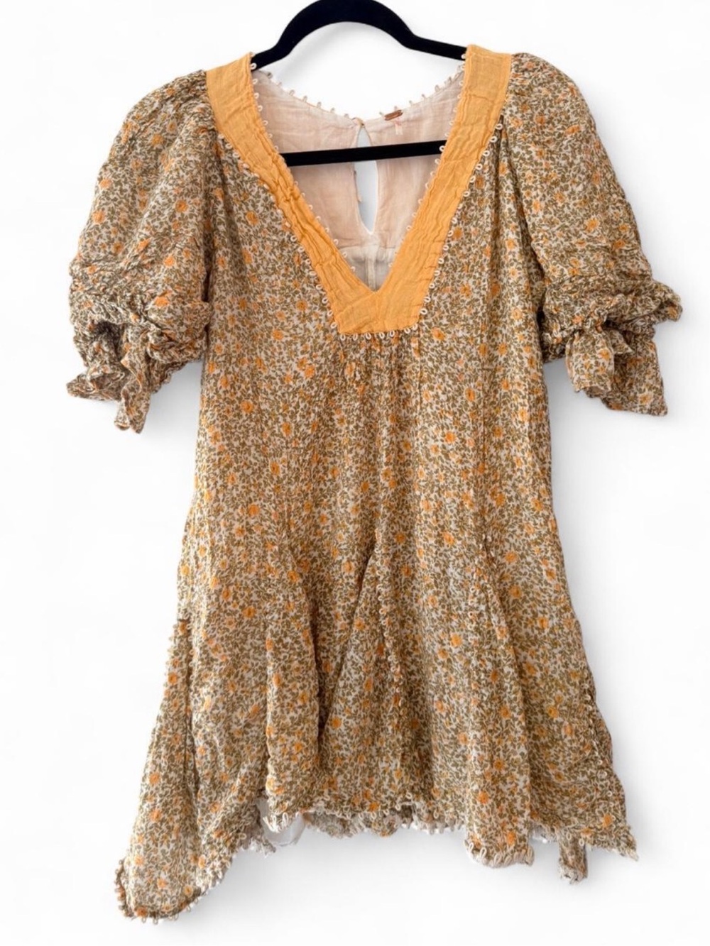 Free people Mustard floral mini dress